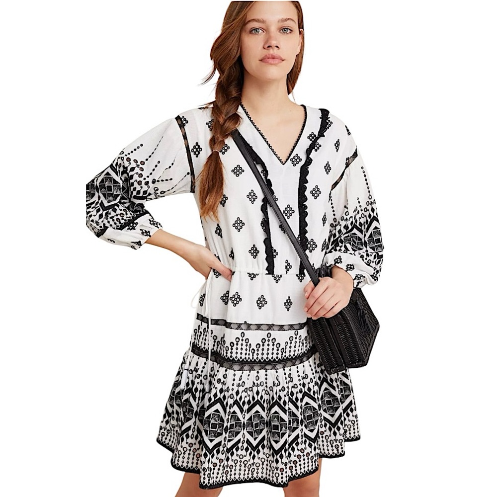 Anthropologie Francine Eyelet Mini Dress size S